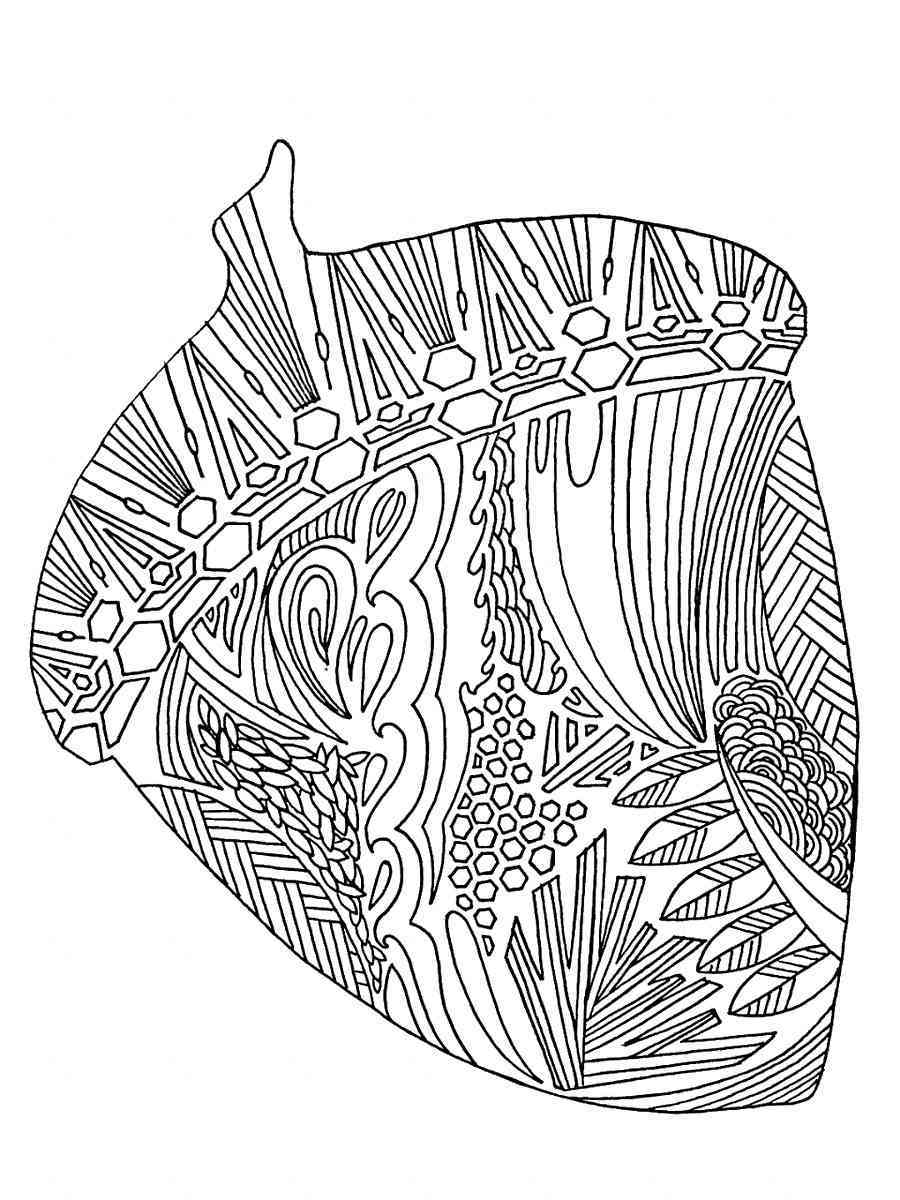 Online coloring book: Antistress big acorn coloring page